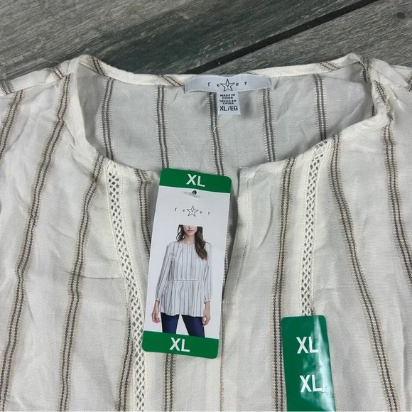 Fever Cream and Brown Striped Long Sleeve Top - Picture 3 of 12